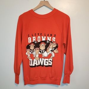 🔥VINTAGE | 1980's Cleveland Browns Dawgs Graphic Orange Sweatshirt - Medium